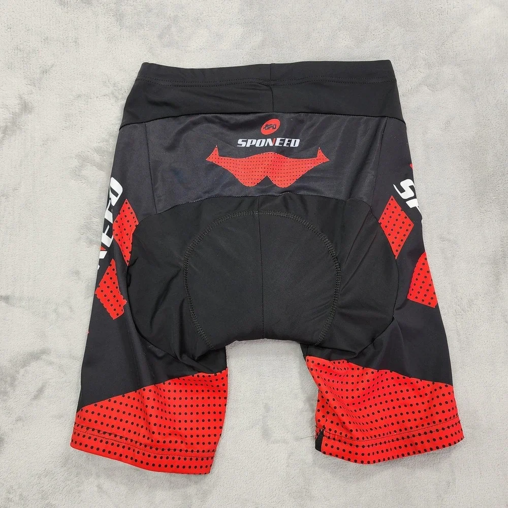 Sponeed Cycling Shorts Mens‎ Large Black Red Padded 8 Inseam Chamois Compression